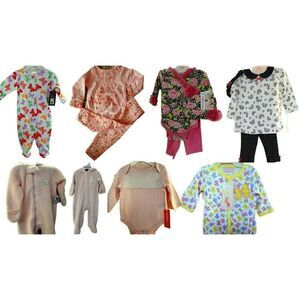 Girls Infant 3-6 Month 8 New Outfits Rompers 2Pc Bunting Ruffles Floral Tags NEW